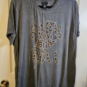 Joci & I Gray Leopard Graphic Tee, Sz 1X